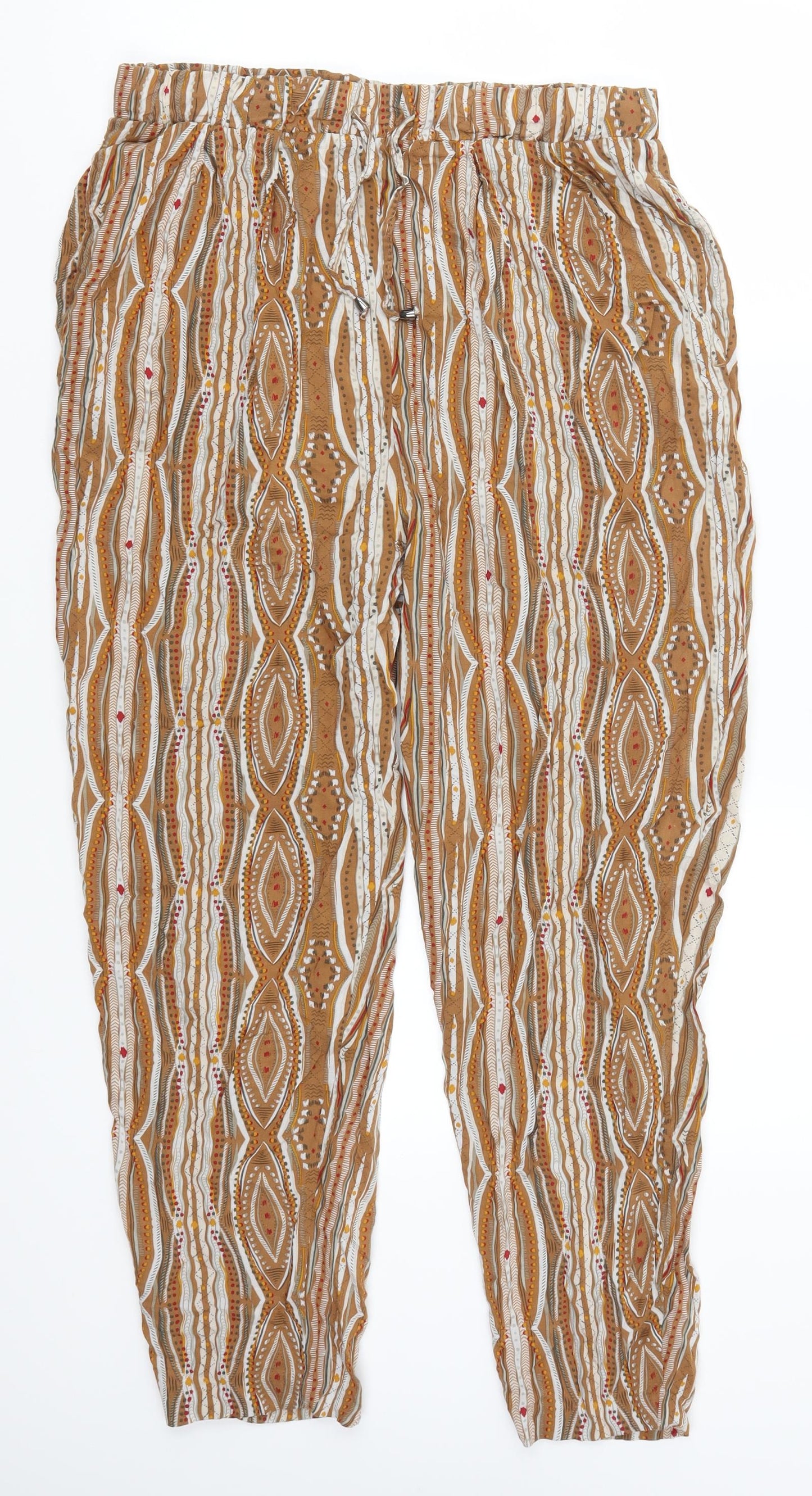 ESMARA Womens Brown Geometric  Trousers  Size 12 L25 in