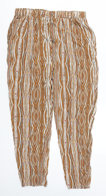ESMARA Womens Brown Geometric  Trousers  Size 12 L25 in