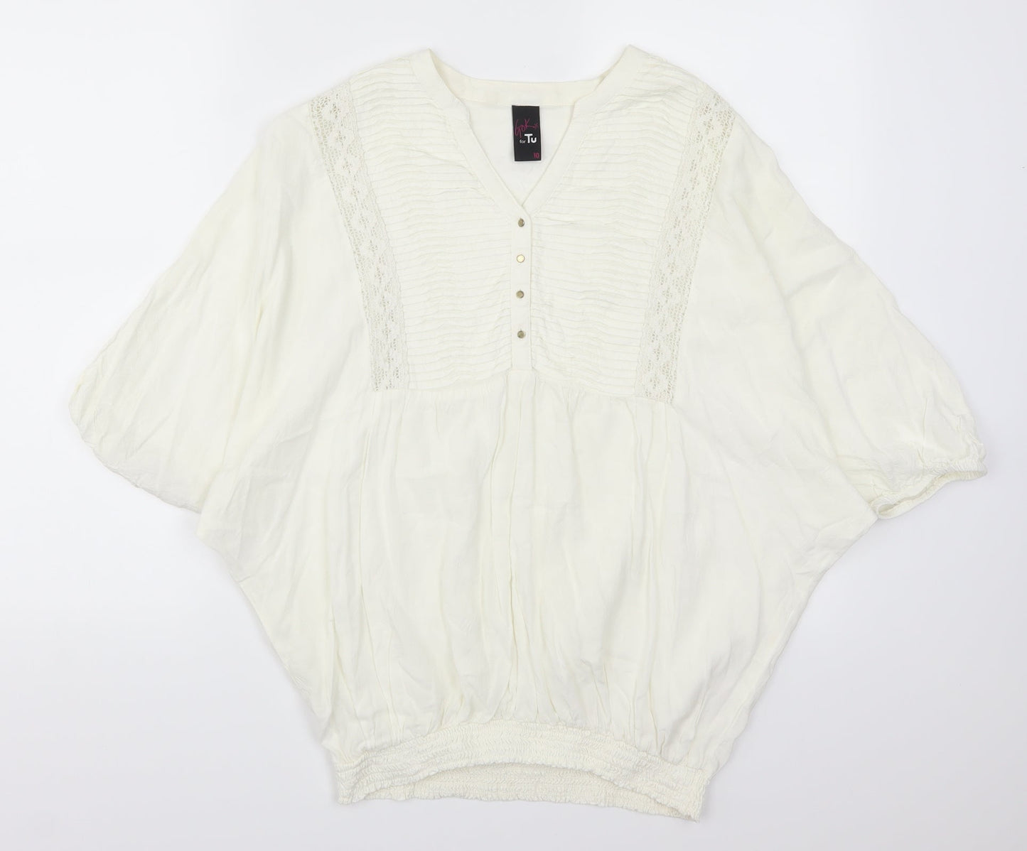 TU Womens White   Basic Blouse Size 10  - Cream