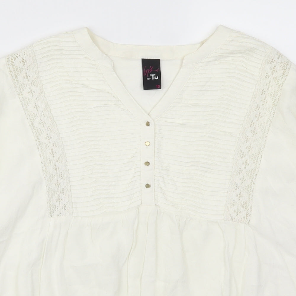 TU Womens White   Basic Blouse Size 10  - Cream