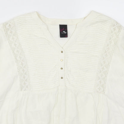 TU Womens White   Basic Blouse Size 10  - Cream