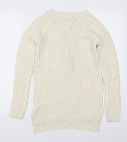 Brave Soul Womens Beige   Pullover Jumper Size 8  - Cream Lace Up