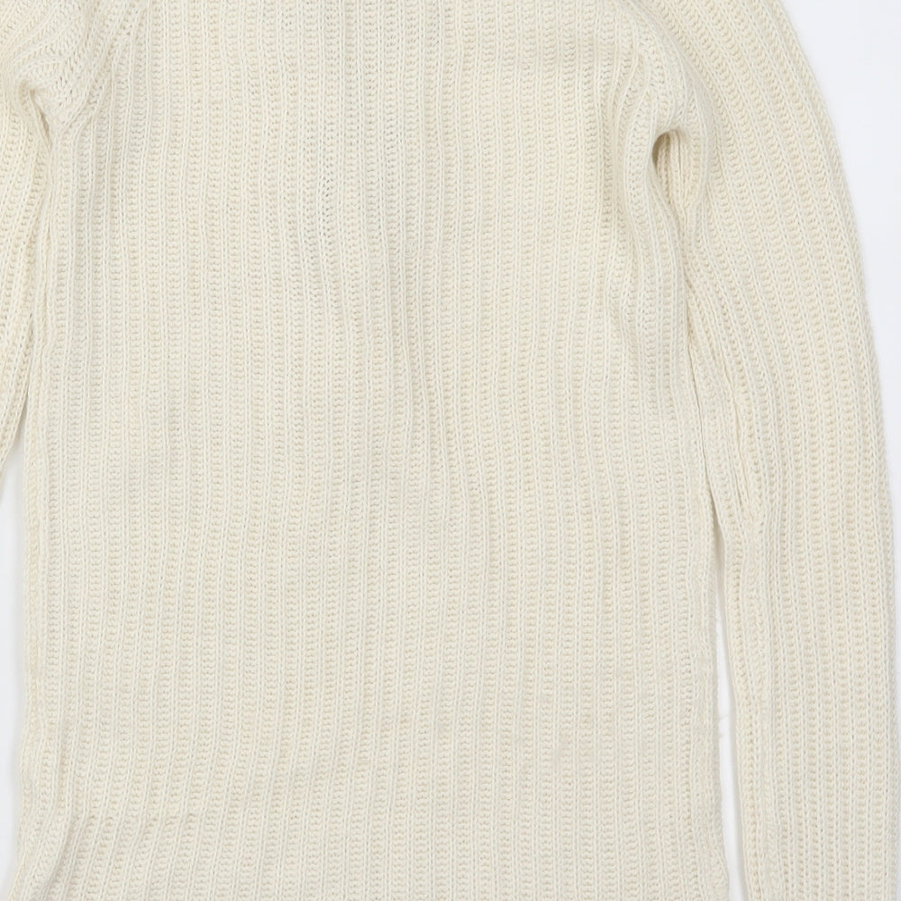 Brave Soul Womens Beige   Pullover Jumper Size 8  - Cream Lace Up