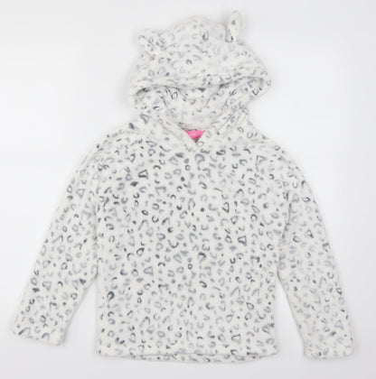 Love Sleep Girls White Animal Print  Top Pyjama Top Size 9-10 Years  - Ears on Hood