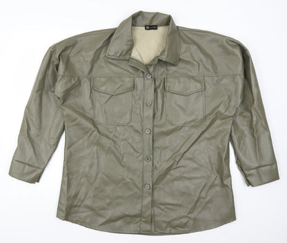 I SAW IT FIRST Womens Green   Basic Button-Up Size L