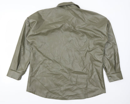 I SAW IT FIRST Womens Green   Basic Button-Up Size L