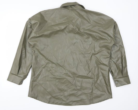 I SAW IT FIRST Womens Green   Basic Button-Up Size L