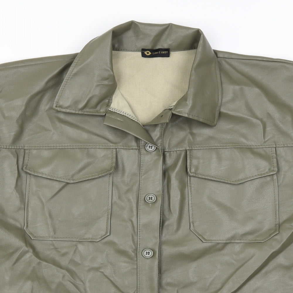 I SAW IT FIRST Womens Green   Basic Button-Up Size L