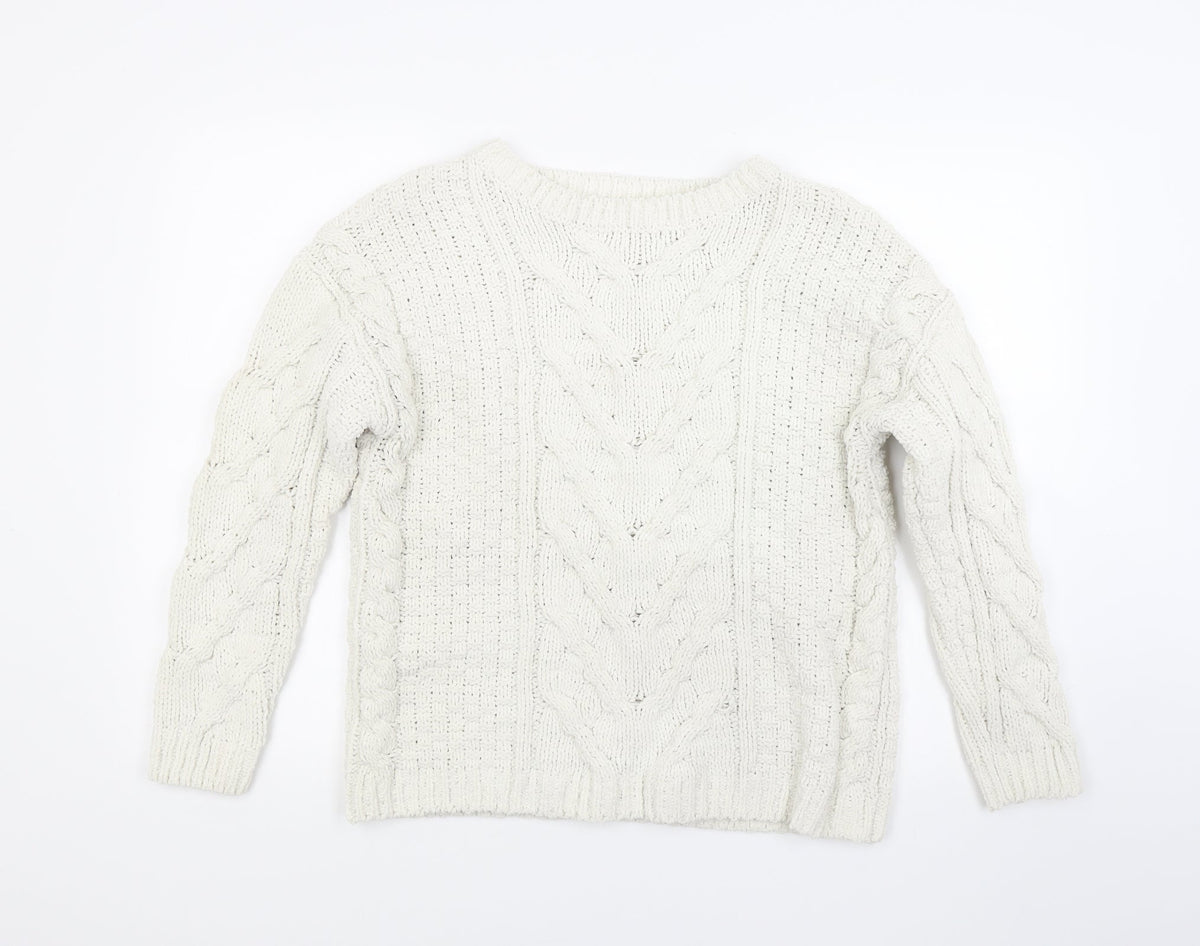 Preworn Womens White  Knit Pullover Jumper Size M