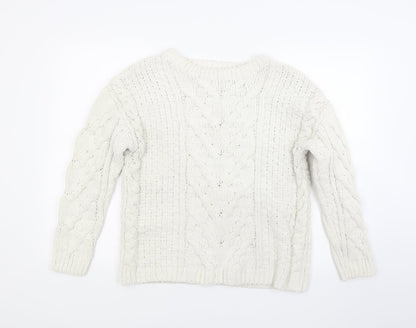 Preworn Womens White  Knit Pullover Jumper Size M