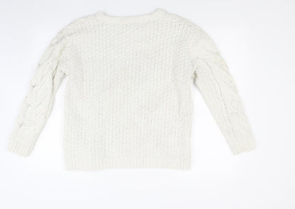 Preworn Womens White  Knit Pullover Jumper Size M