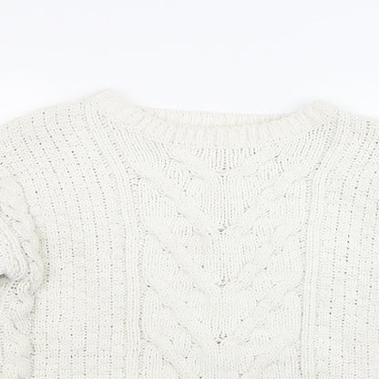 Preworn Womens White  Knit Pullover Jumper Size M