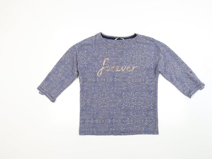 George Womens Blue Paisley Jacquard Pullover Sweatshirt Size 10