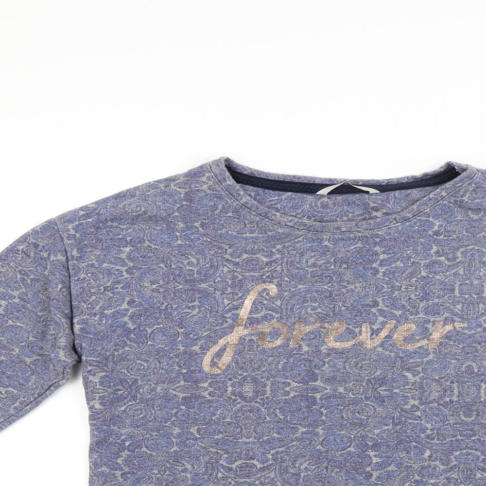 George Womens Blue Paisley Jacquard Pullover Sweatshirt Size 10