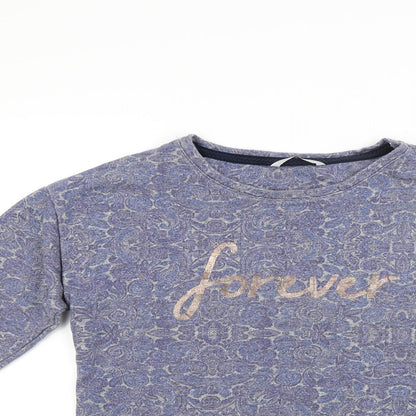 George Womens Blue Paisley Jacquard Pullover Sweatshirt Size 10