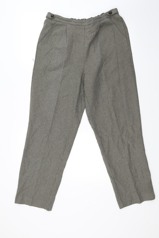 BM Womens Brown Check  Trousers  Size 12 L27 in