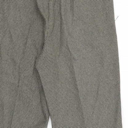 BM Womens Brown Check  Trousers  Size 12 L27 in