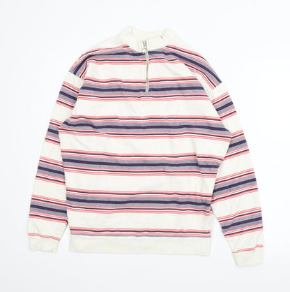 ASOS Mens White Striped  Pullover Jumper Size 2XL