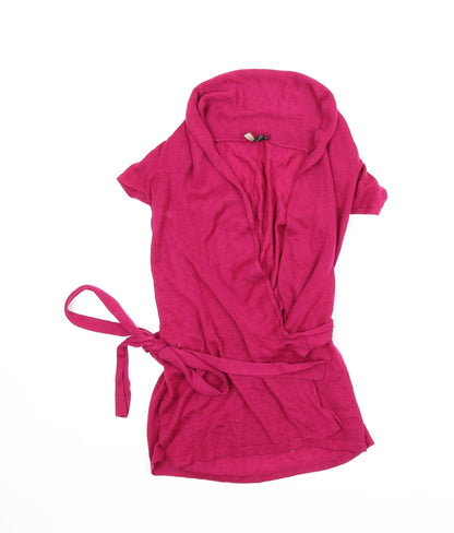 Topshop Womens Pink   Wrap Jumper Size 8