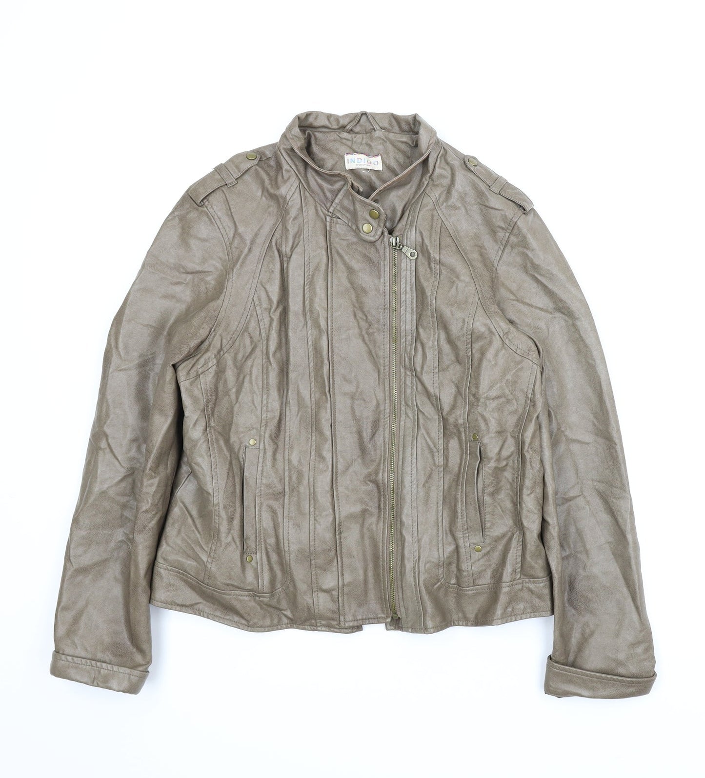 Womens UK Size 16 M&S Brown Motorcycle Jacket