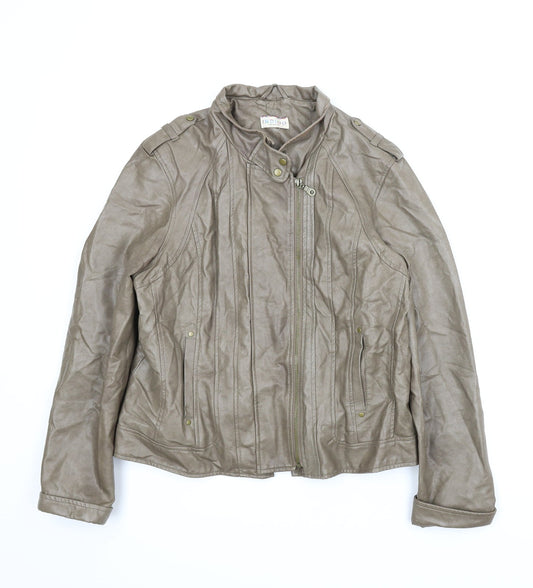 Womens UK Size 16 M&S Brown Motorcycle Jacket
