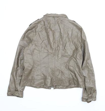Womens UK Size 16 M&S Brown Motorcycle Jacket