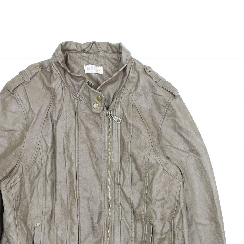 Womens UK Size 16 M&S Brown Motorcycle Jacket