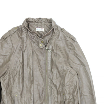 Womens UK Size 16 M&S Brown Motorcycle Jacket