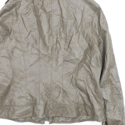 Womens UK Size 16 M&S Brown Motorcycle Jacket