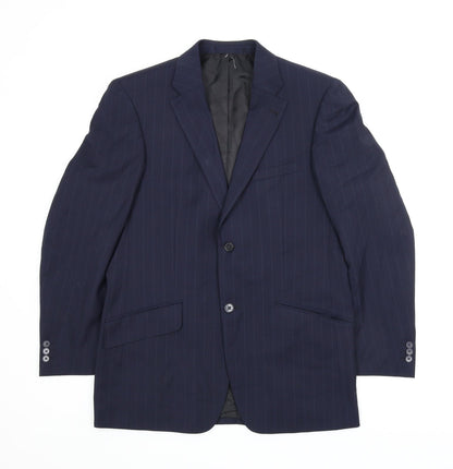 Brooker Tavern Mens Blue Striped  Jacket Suit Jacket Size 42