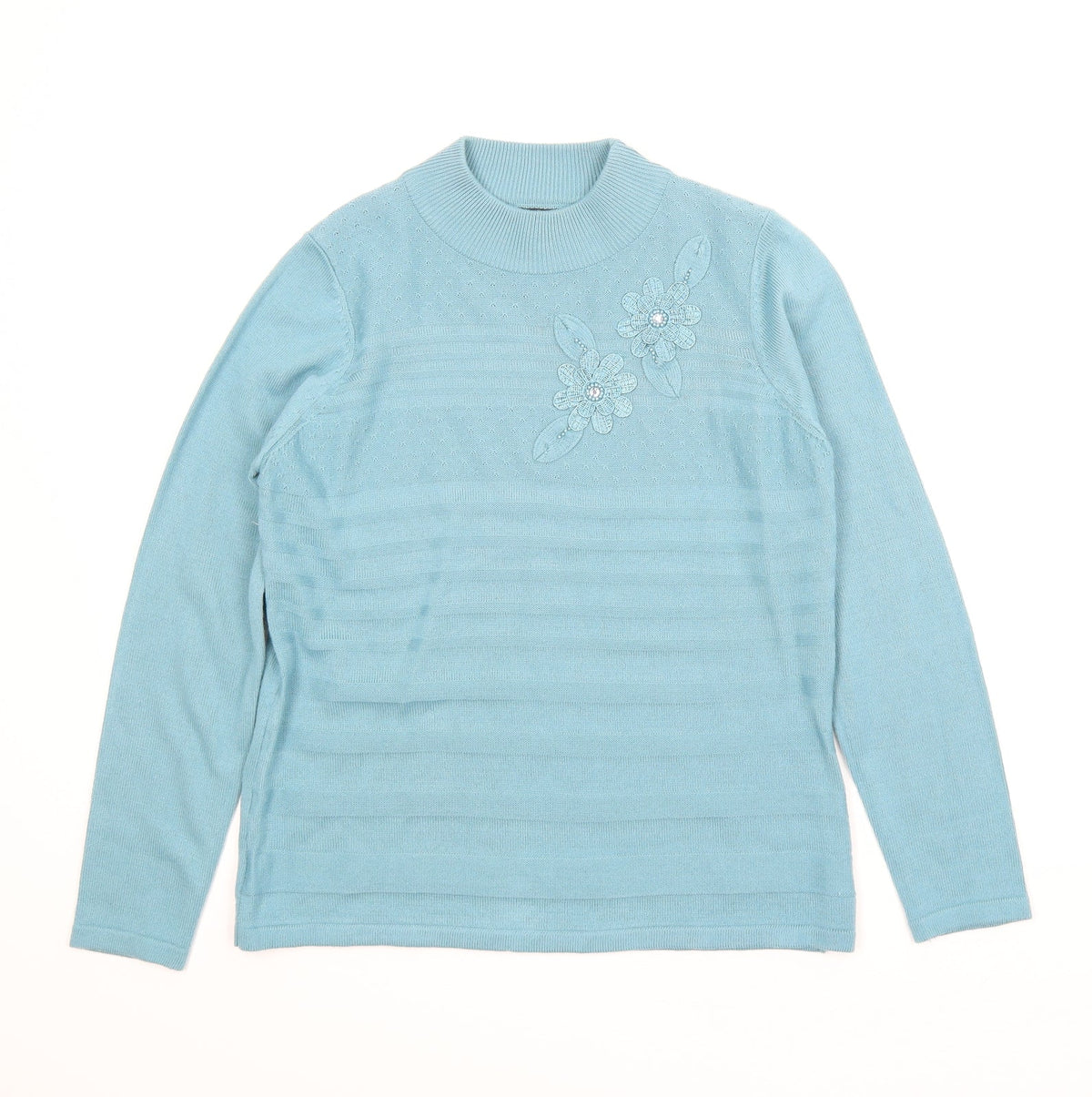 Bonmarché Womens Blue Floral Pullover Jumper Size XS