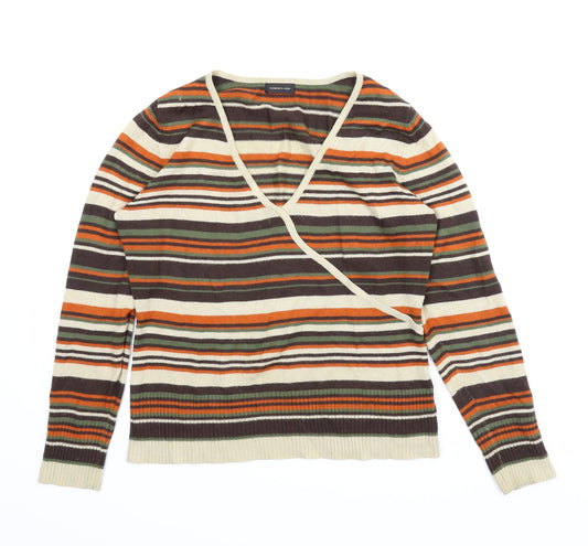 F&F Womens Brown Striped  Pullover Jumper Size 14