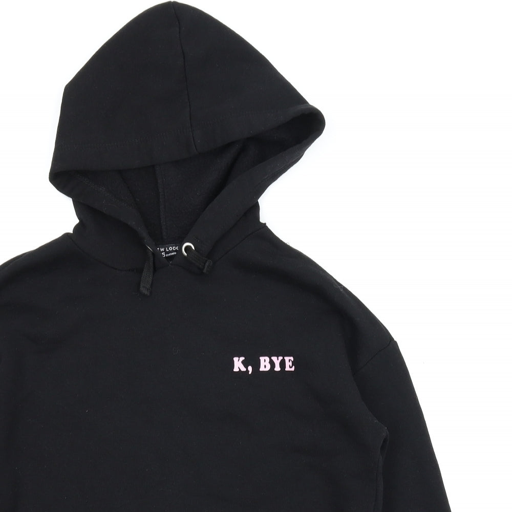 New Look Girls Black   Pullover Hoodie Size 12-13 Years  - Cropped