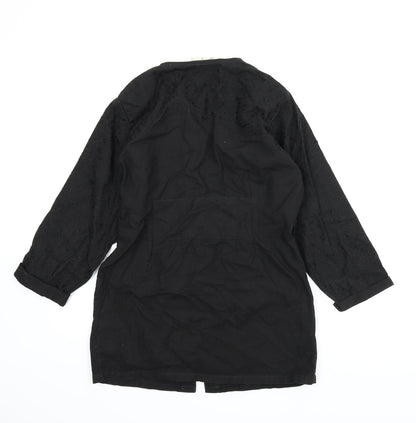 Wallis Exclusoive Womens Black Floral  Cardigan Jumper Size 12