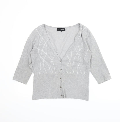 Femme Womens Grey   Cardigan Jumper Size M