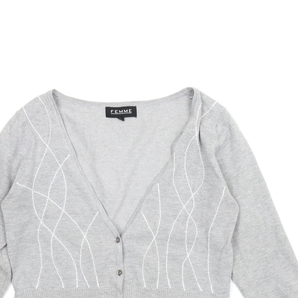 Femme Womens Grey   Cardigan Jumper Size M