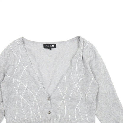 Femme Womens Grey   Cardigan Jumper Size M