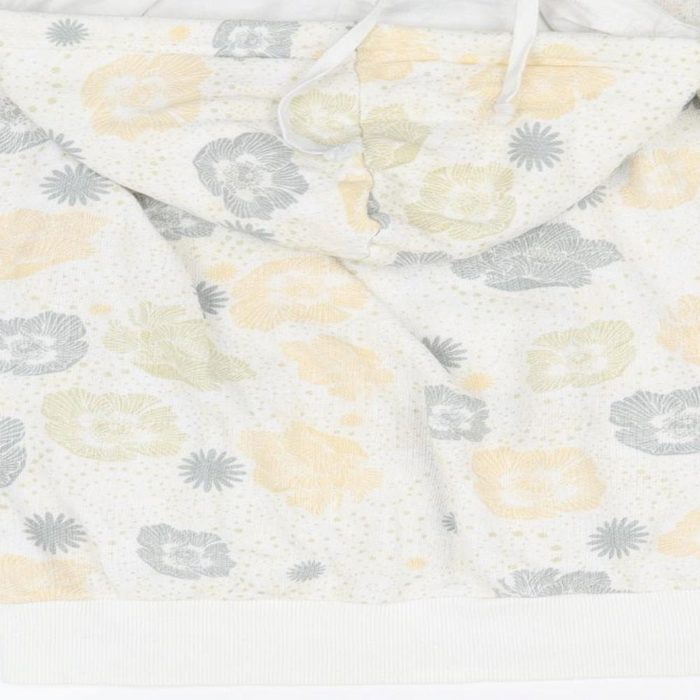 Elephant Womens White Floral  Full Zip Jumper Size L