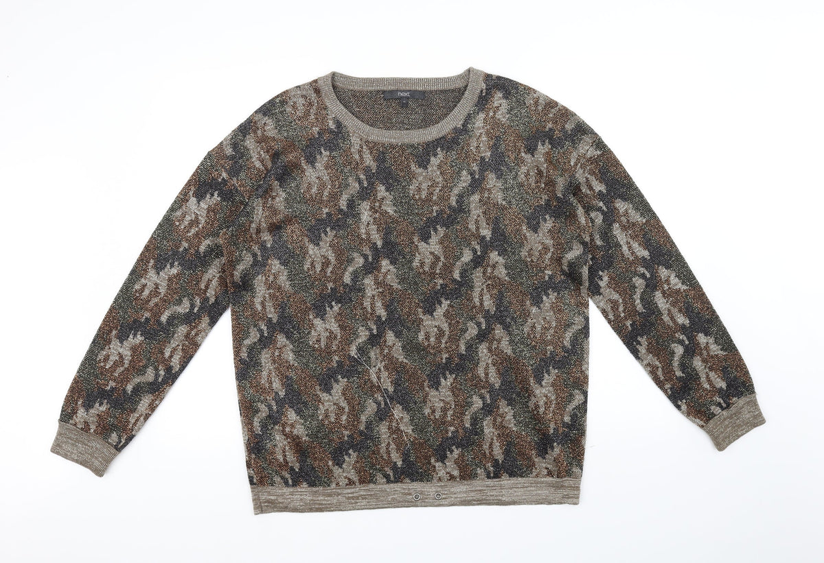Next Womens Beige Geometric  Pullover Jumper Size 14