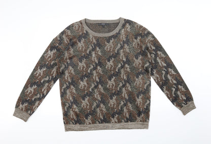 Next Womens Beige Geometric  Pullover Jumper Size 14