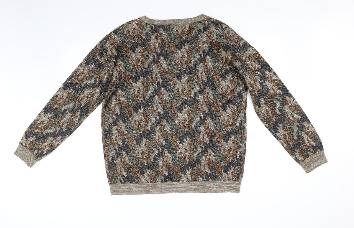 Next Womens Beige Geometric  Pullover Jumper Size 14
