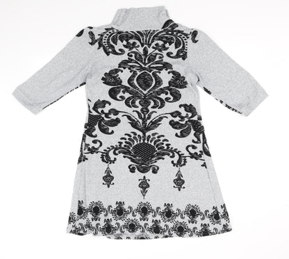 izabel Womens Grey Geometric  Fit & Flare  Size S