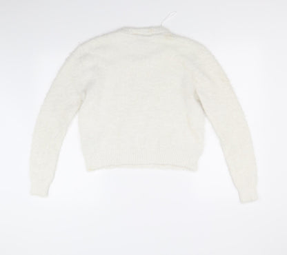 Divided Womens White   Pullover Jumper Size XS