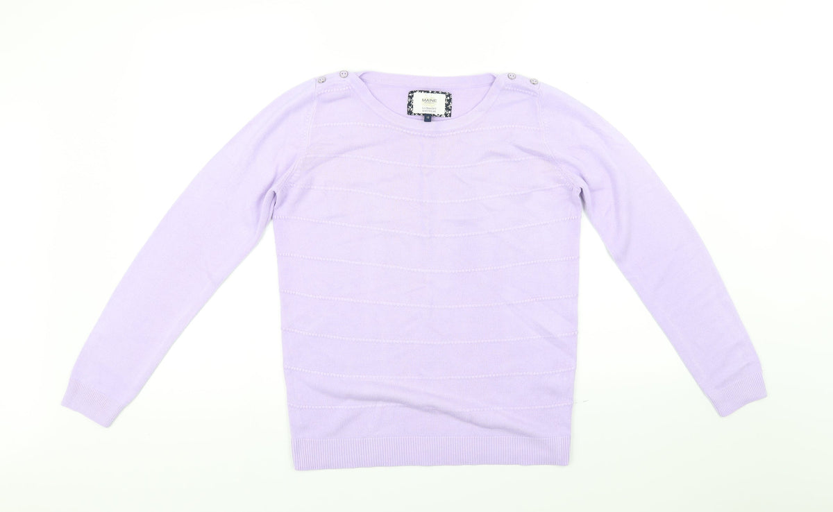 Maine New England Womens Purple Pullover Jumper Size 12