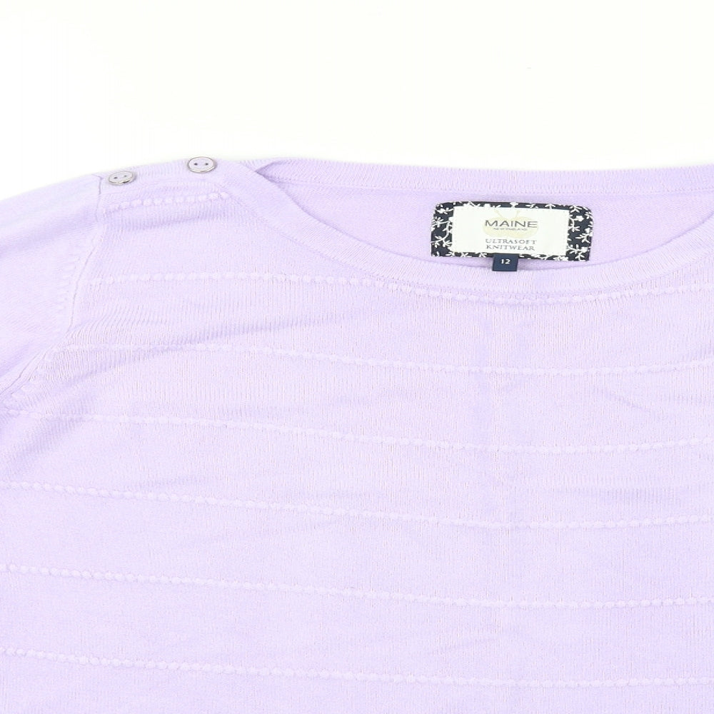 Maine New England Womens Purple Pullover Jumper Size 12