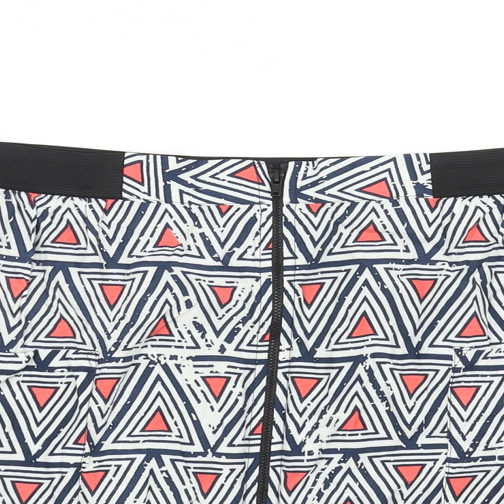 Limited Edition Womens White Geometric  Flare Skirt Size 14