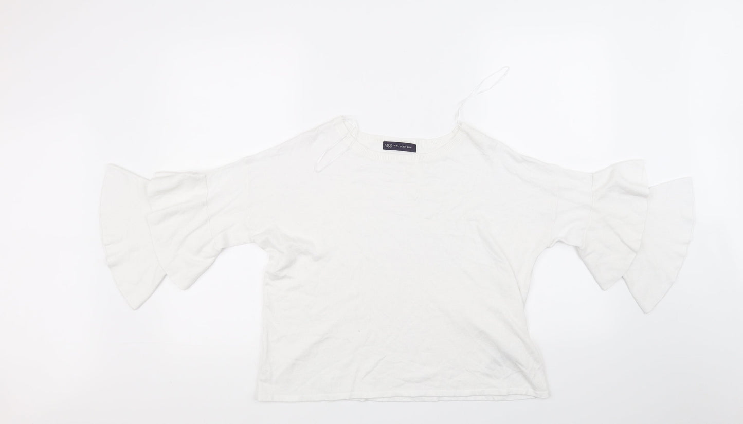 Womens UK Size 14 Marks and Spencer White Basic T-Shirt
