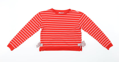 M&S Kids Girls Red Striped  Pullover Jumper Size 12-13 Years  - bows