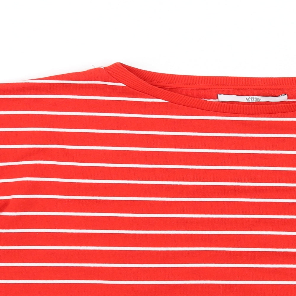 M&S Kids Girls Red Striped  Pullover Jumper Size 12-13 Years  - bows