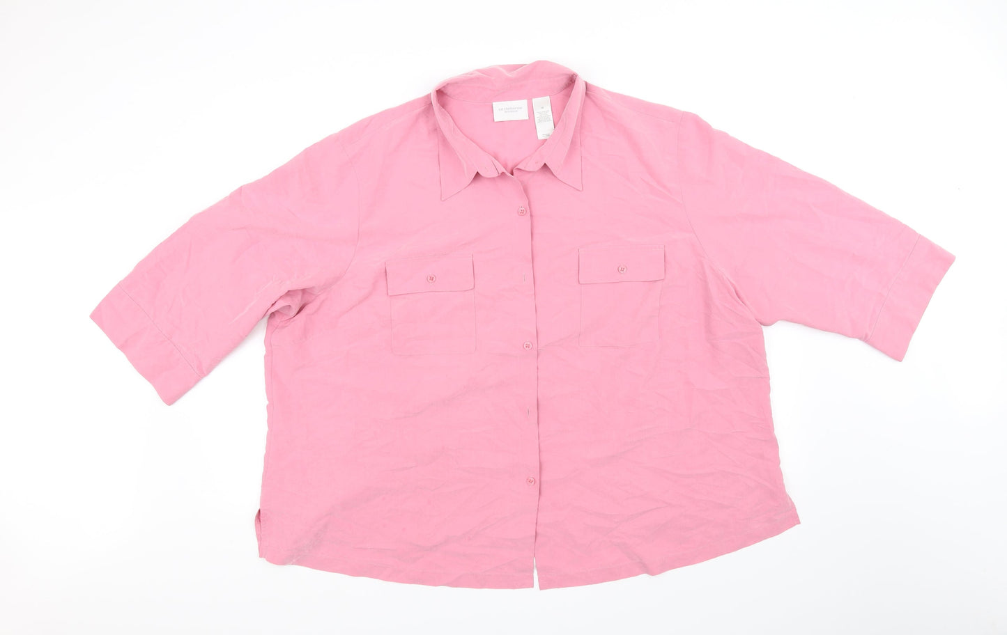 Liz Claiborne Womens Pink   Basic Button-Up Size 3XL